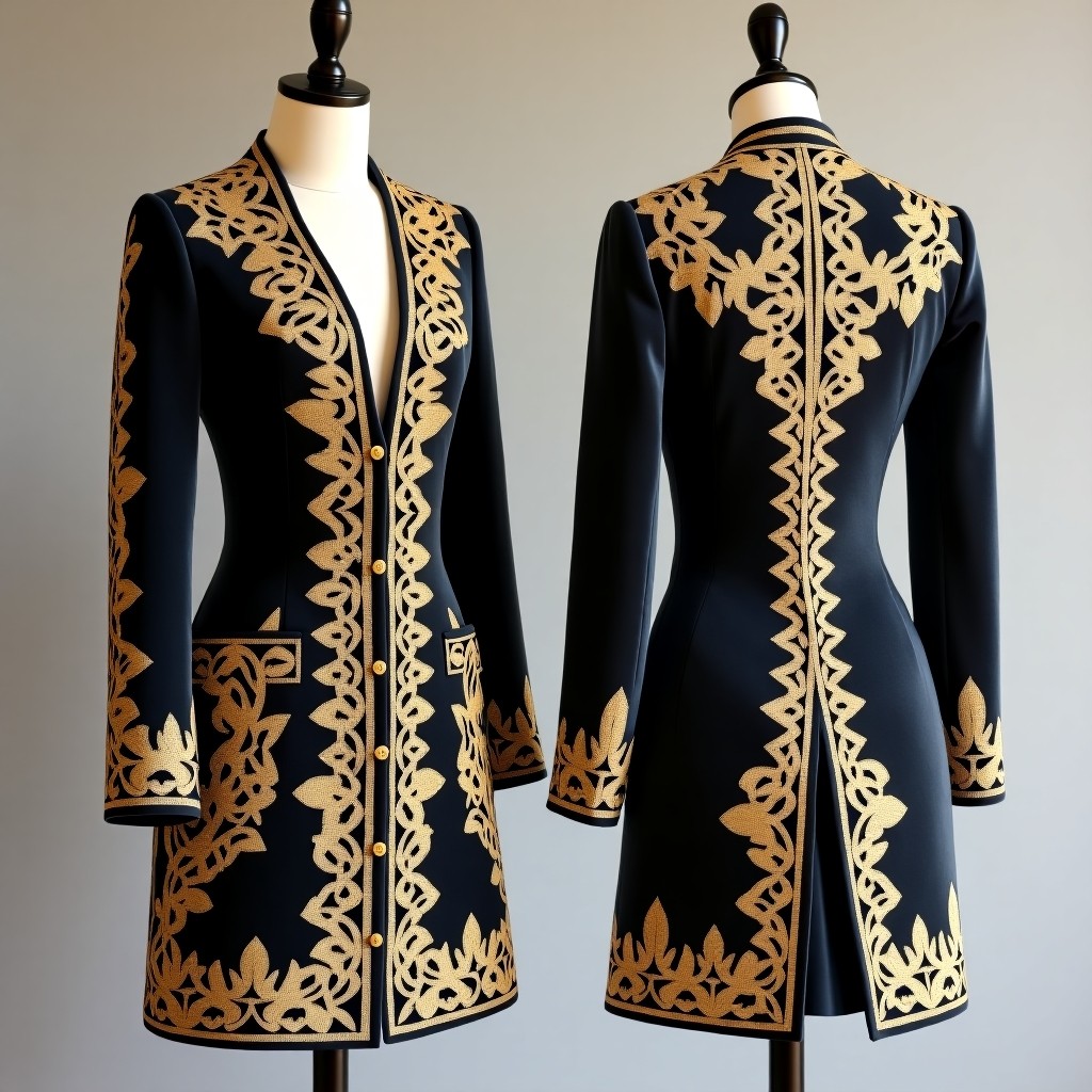 Traditional Leaf Embroidered Karakou Jacket