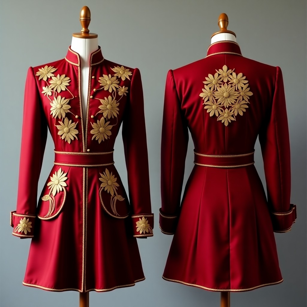 Raised Leaf Motif Embroidered Karakou Jacket