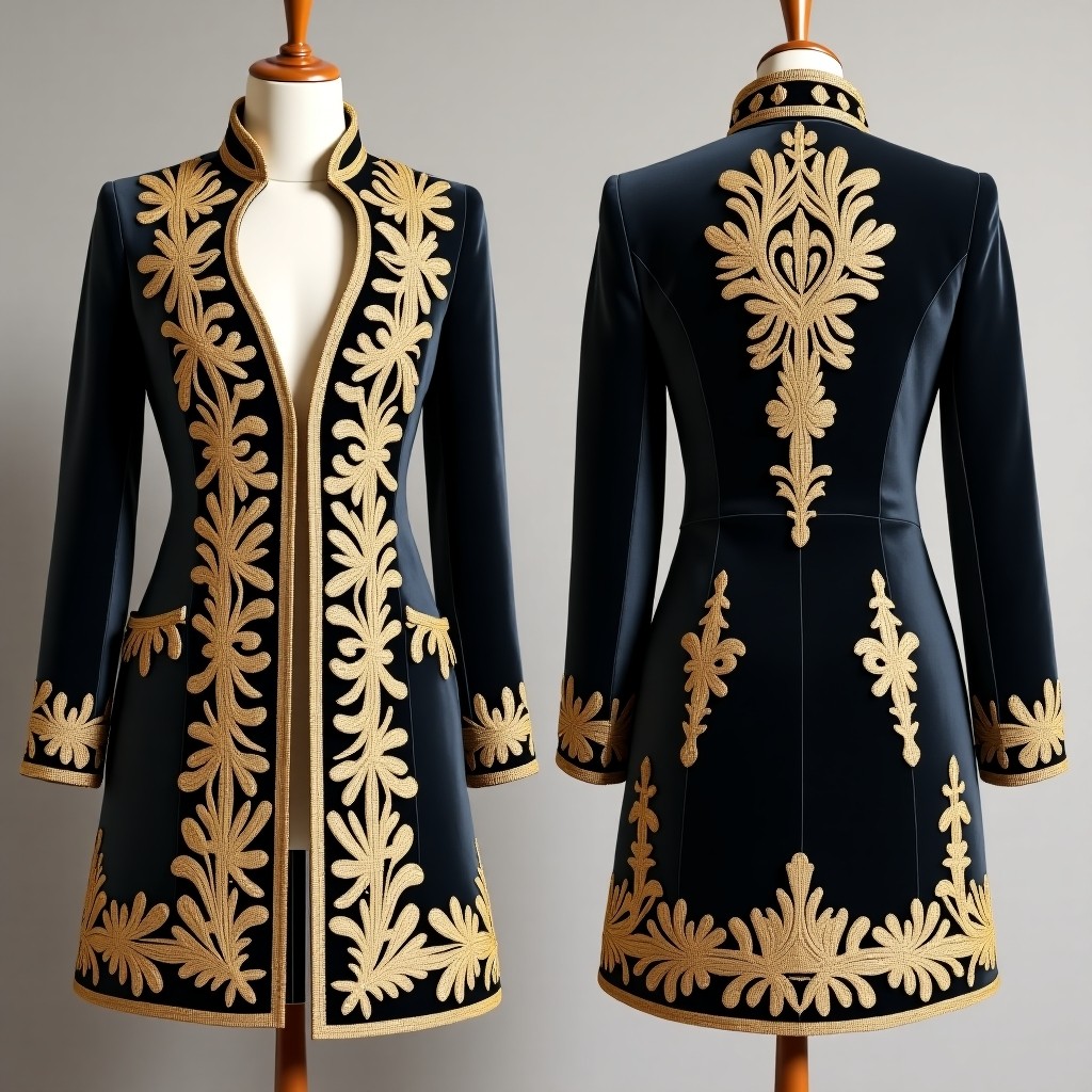 Botanical Crest Embroidered Formal Jacket