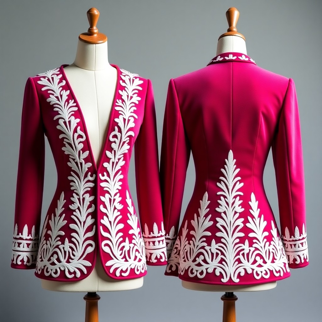 Embroidered Decorative Front Panel Jacket
