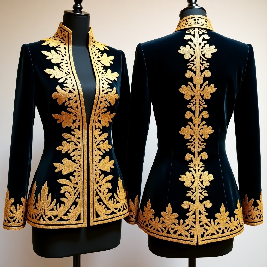 Luxury Botanical Satin Stitch Jacket