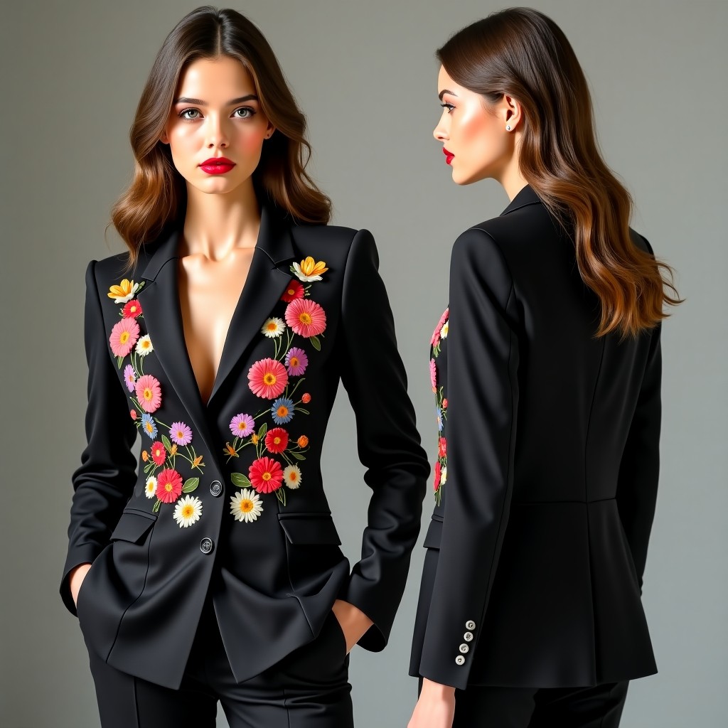 Elegant Floral Accent Embroidered Jacket
