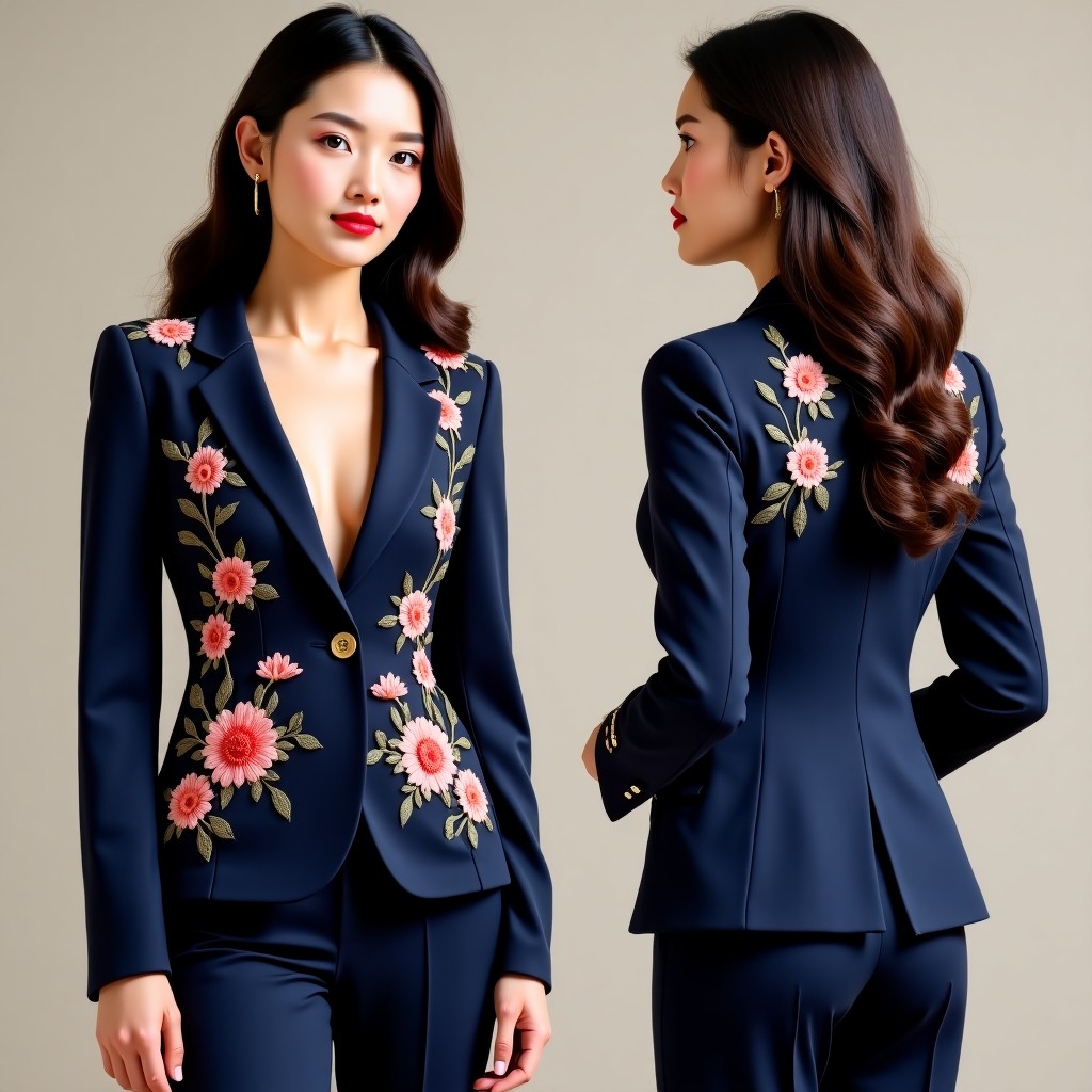 Elegant Floral Vine Embroidered Jacket