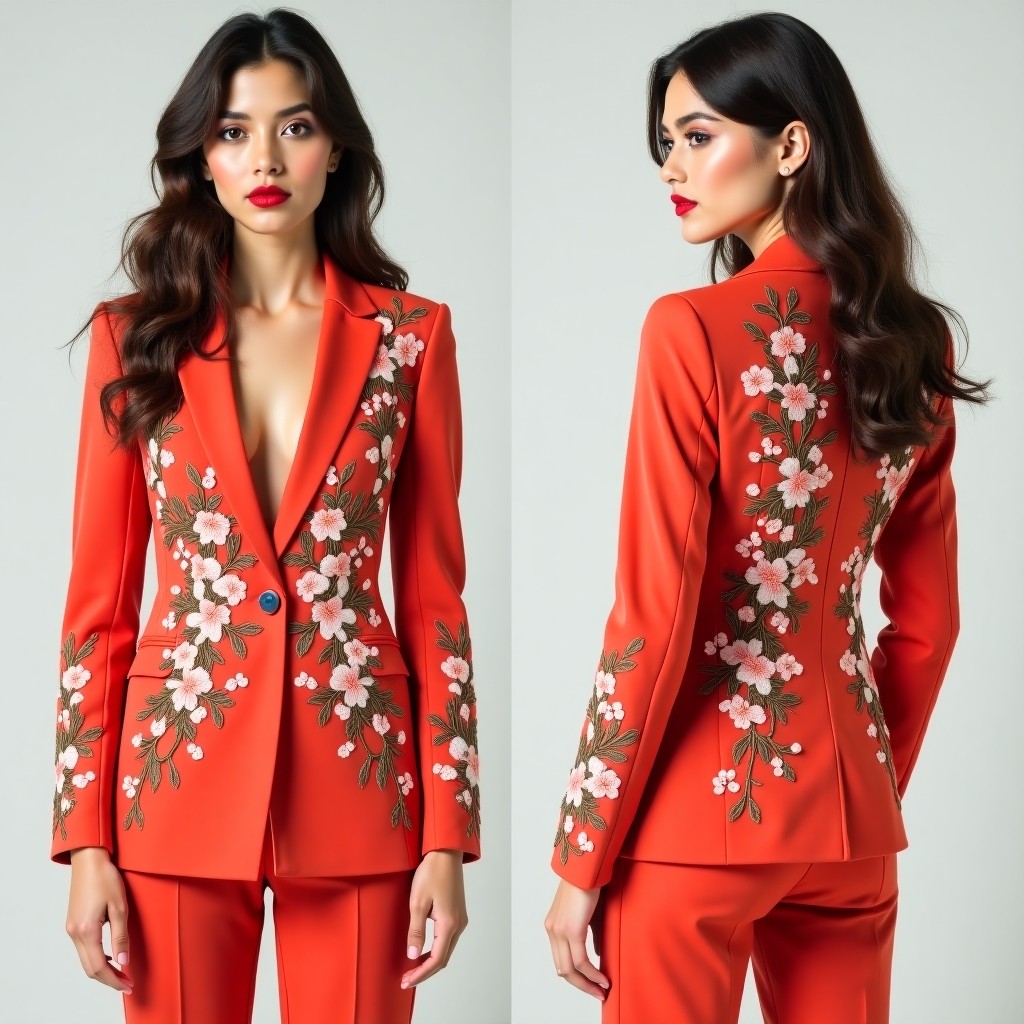 Modern Botanical Embroidered Jacket