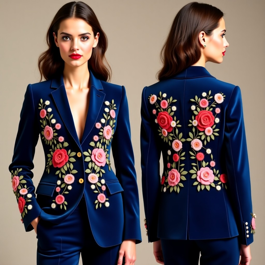 Chic Botanical Lapel Jacket