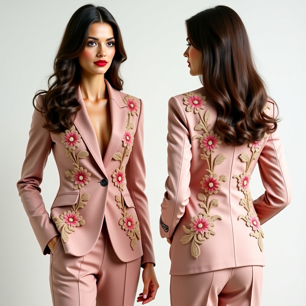Elegant Floral Crest Embroidered Jacket