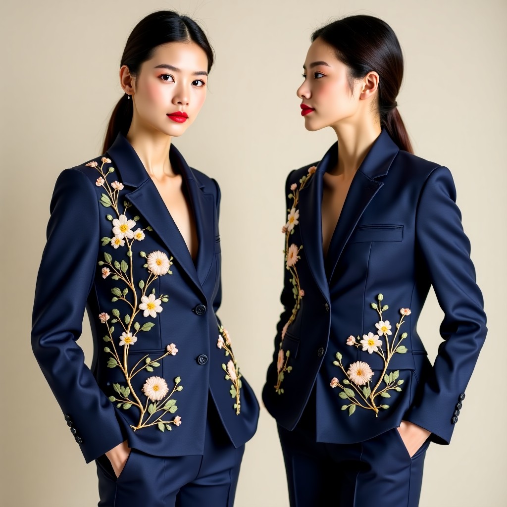 Elegant Botanical Cuff Jacket