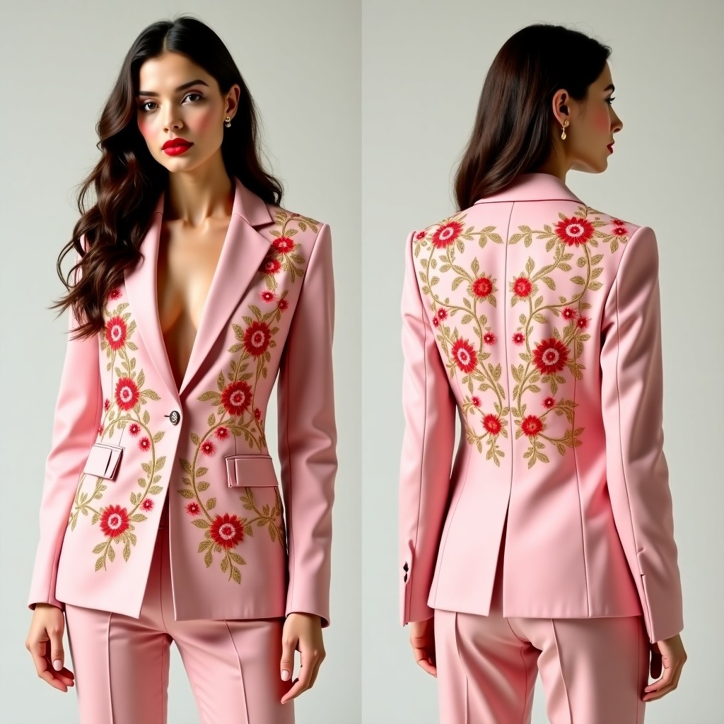 Elegant Floral Embroidered Dinner Jacket