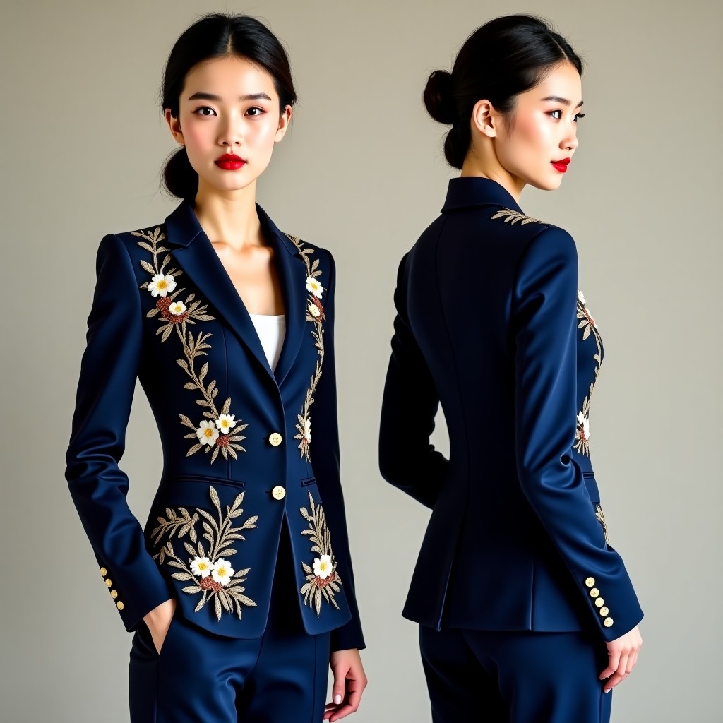 Sophisticated Floral Motif Formal Jacket