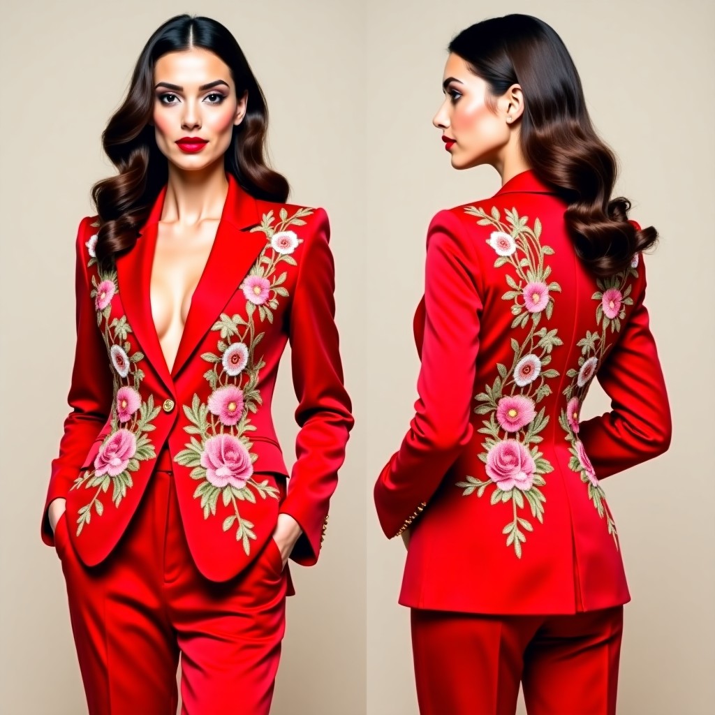 Luxury Floral Scroll Tailored Jacket