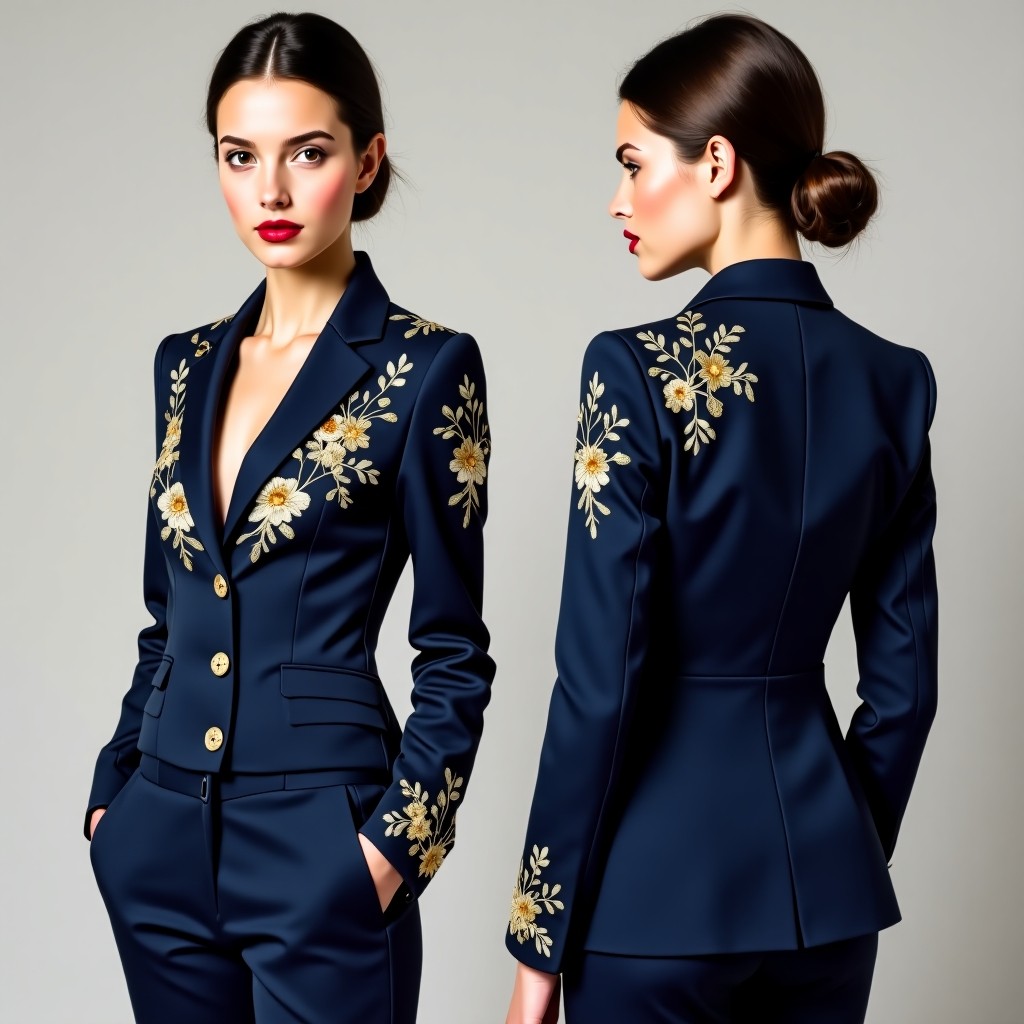 Luxury Floral Front Embroidered Jacket