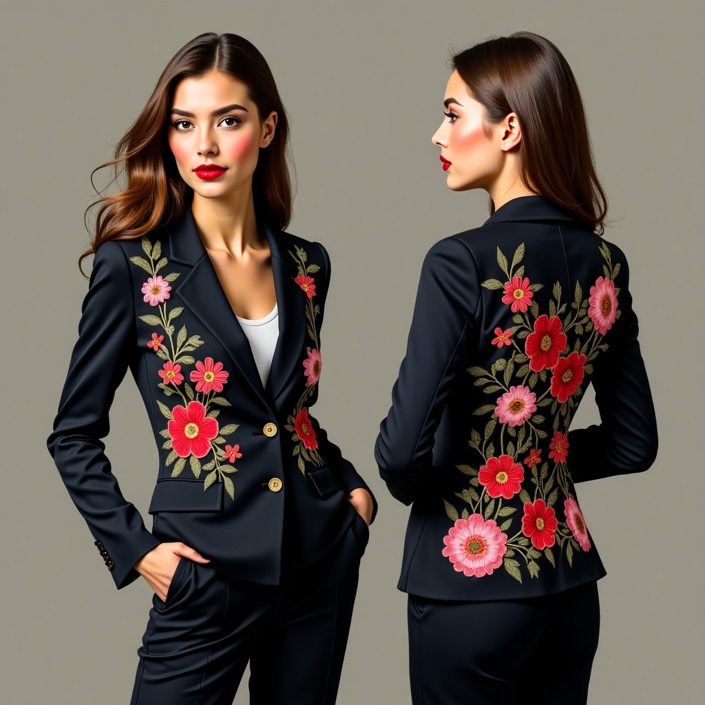 Graceful Rose Embroidered Jacket