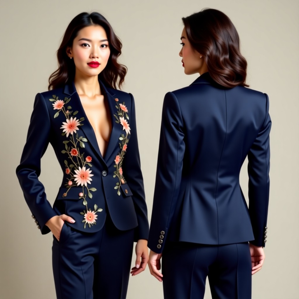 Elegant Floral Panel Embroidered Jacket