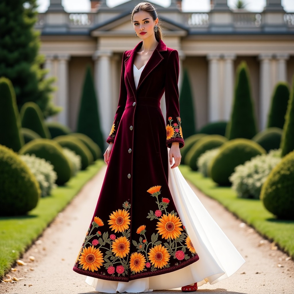 Regal Leaf Scroll Embroidered Fashion