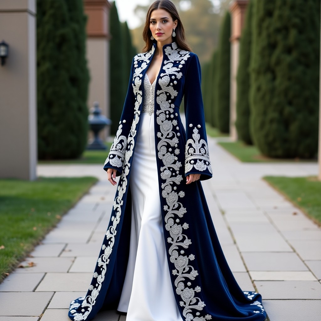 Royal Arabesque Floral Embroidery Gown