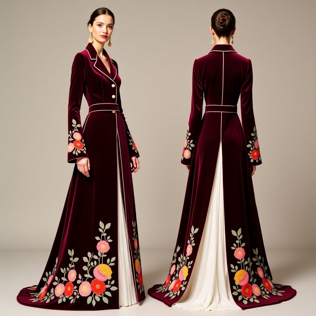 Opulent Moroccan Petal Scroll Gown