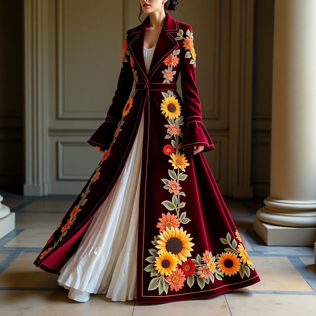 Regal Moroccan Blossom Vine Gown