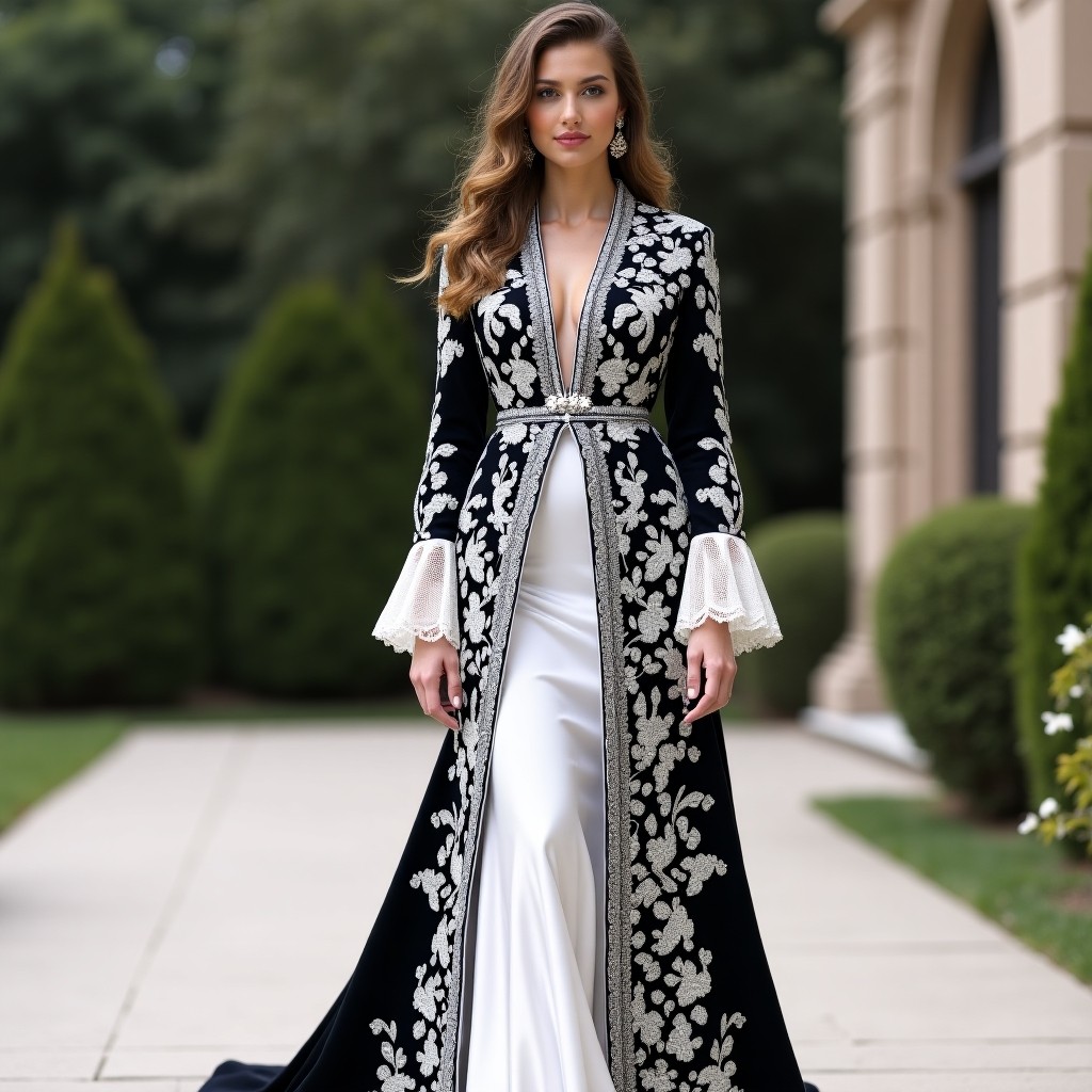 Graceful Moroccan Botanical Evening Couture