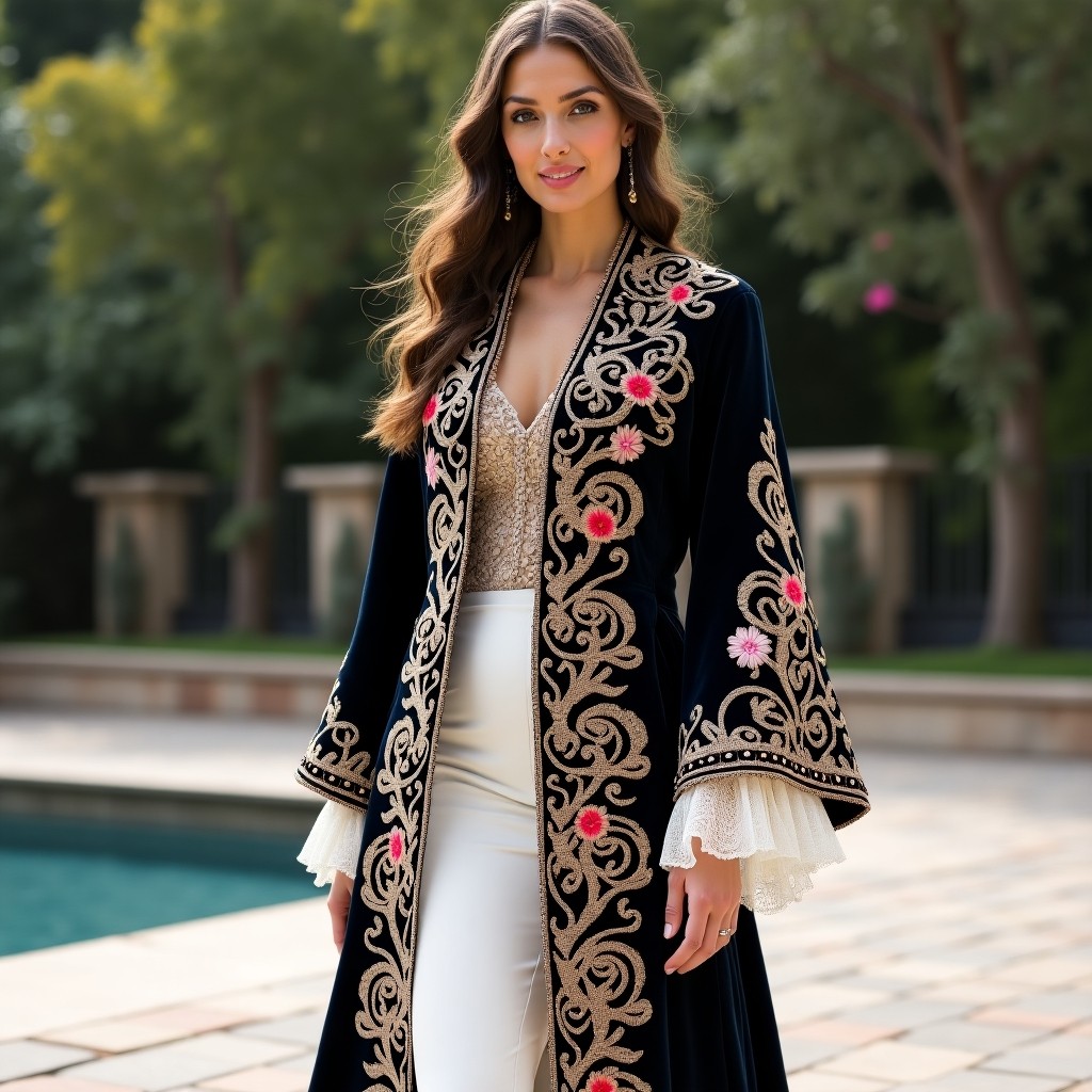 Royal Arabesque Botanical Evening Gown