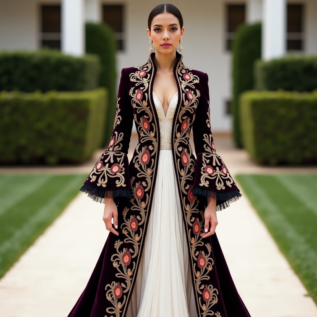 Opulent Moroccan Petal Garden Gown