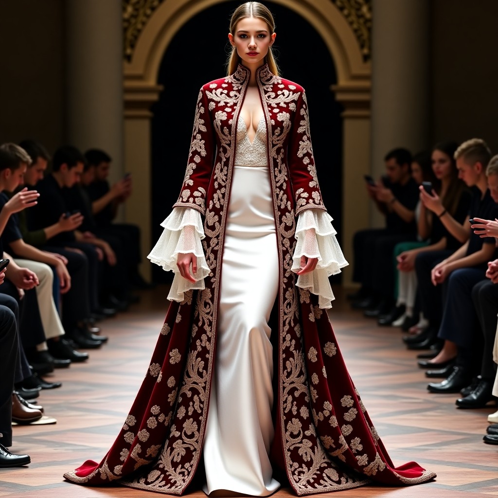 Elegant Moroccan Petal Heritage Gown