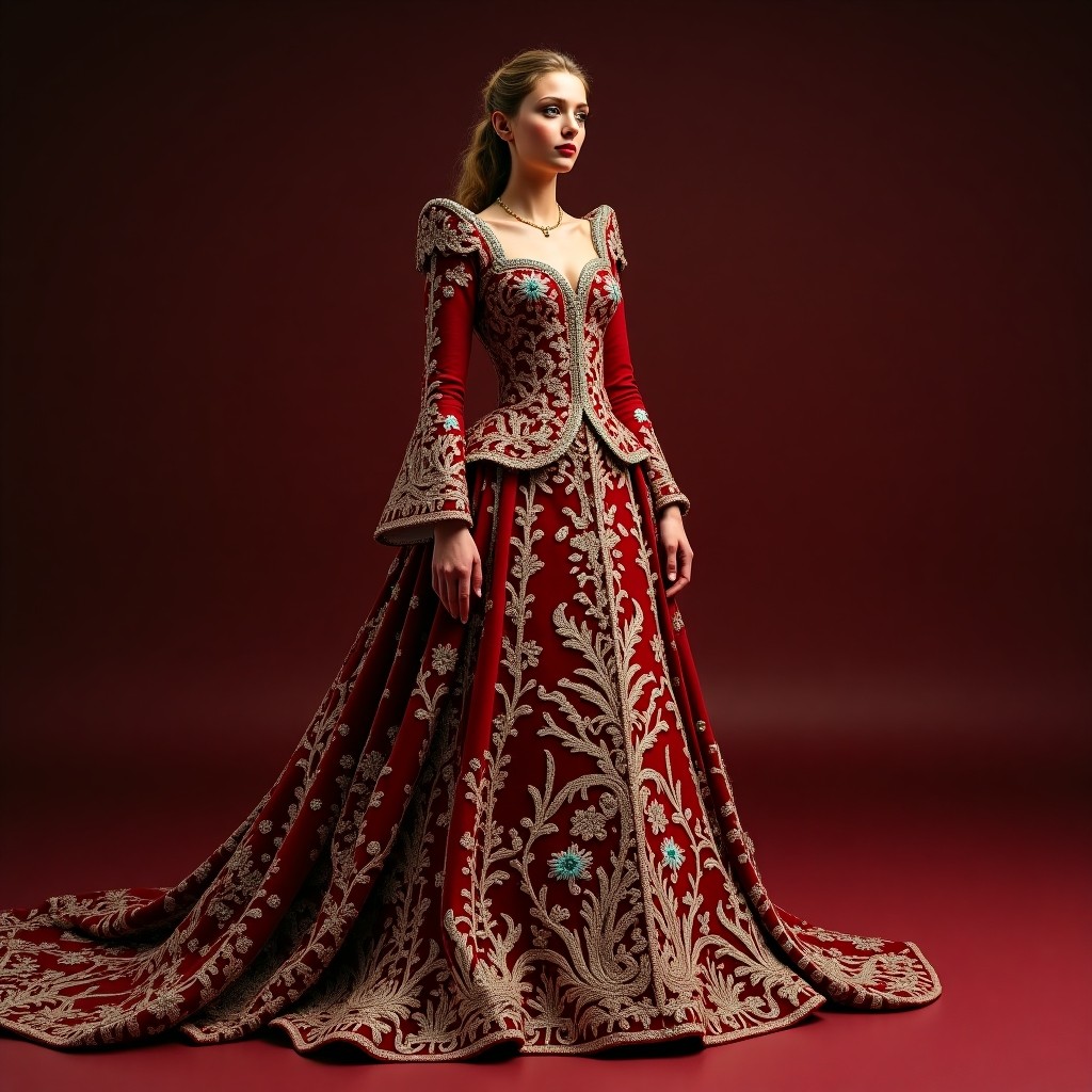 Exquisite Macedonian Floral Celebration Dress
