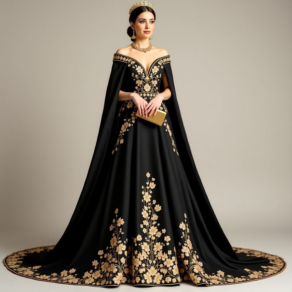 Royal Macedonian Floral Embroidery Dress