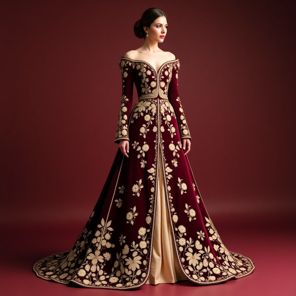 Regal Macedonian Botanical Scroll Dress