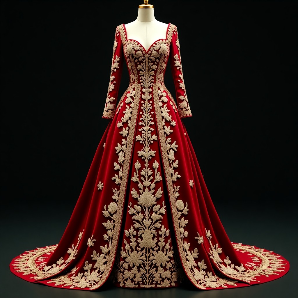 Elegant Blossom and Vine Couture Gown