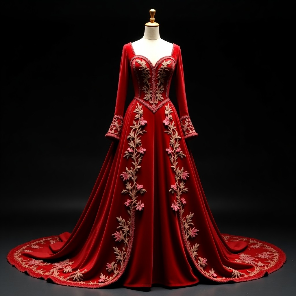 Sophisticated Leaf and Blossom Ball Gown