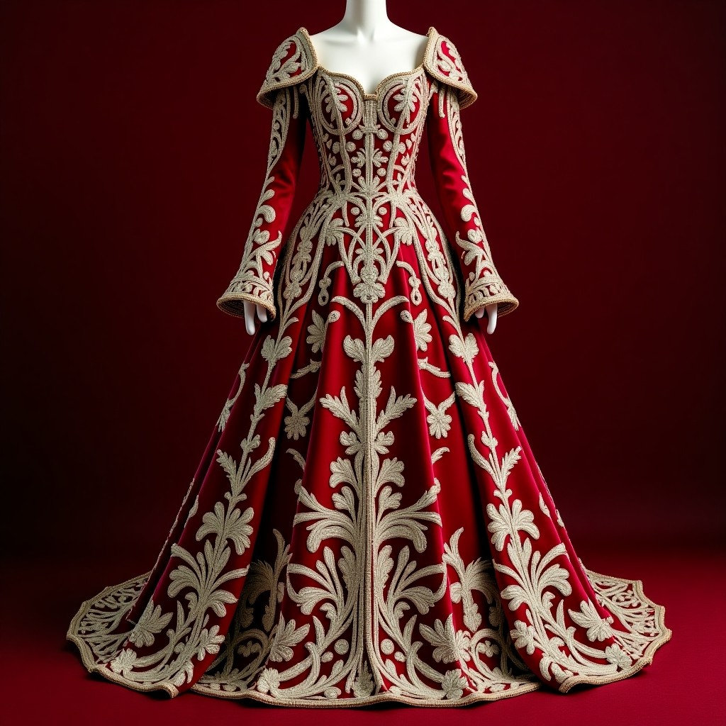 Exquisite Vine and Scroll Couture Ball Gown