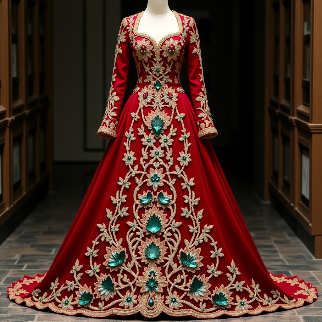 Majestic Botanical Emblem Ball Gown